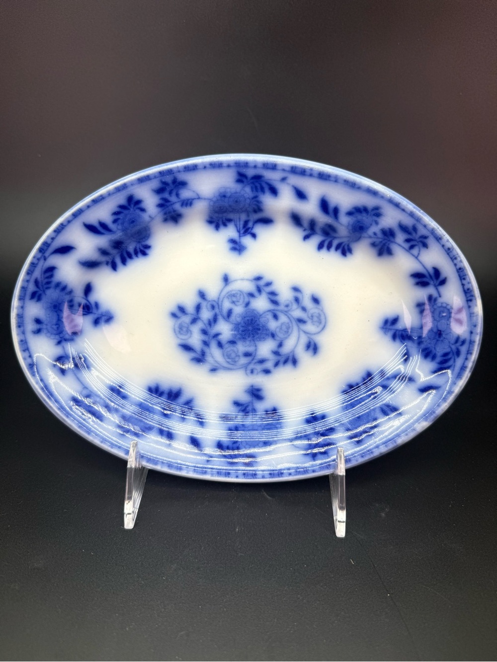 Antique German Meissen Flow Blue Platter
